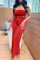 Red Sexy Casual Solid Hollowed Out Backless Strapless Regular Jumpsuits