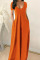 Tangerine Red Casual Solid Split Joint Pocket V Neck Short Sleeve Dress Dresses