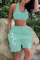 Mint green Casual Sportswear Print Vests U Neck Sleeveless Two Pieces