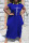 Deep Blue Casual Print Patchwork Asymmetrical O Neck Short Sleeve Dress Plus Size Dresses