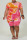 rose red Casual O Neck Print Tie Dye Pattern Plus Size