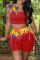 Red Fashion Casual Print Vests U Neck Sleeveless Two Pieces