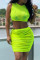 Fluorescent Green Fashion Sexy Solid See-through O Neck Sleeveless Two Pieces Cover-up