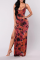 Blue Sexy Print High Opening Spaghetti Strap Irregular Dress Dresses