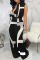 Black And White Sexy Print Split Joint V Neck Straight Jumpsuits