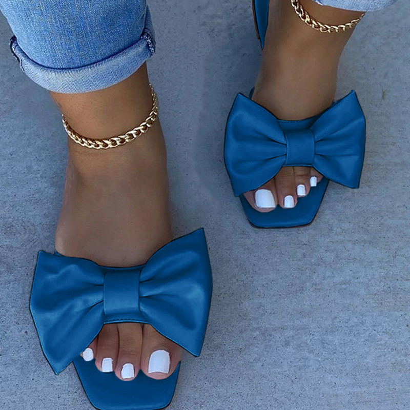 Wholesale Blue Fashion Casual Solid Color With Bow Square Comfortable ...