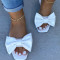 White Fashion Casual Solid Color With Bow Square Comfortable Slippers