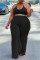 Black Sexy Casual Solid Backless Without Belt Halter Plus Size Jumpsuits