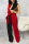 Black Red Sexy Print Split Joint V Neck Straight Jumpsuits