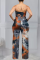 Multicolor Sexy Patchwork Tie-dye Strapless Straight Jumpsuits