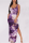 Purple Sexy Print High Opening Spaghetti Strap Irregular Dress Dresses