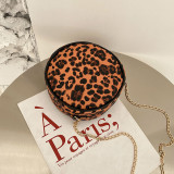 Brown Fashion Casual Print Leopard Chains Messenger Bag