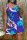 Dark Blue Sexy Casual Plus Size Print Basic U Neck Vest Dress