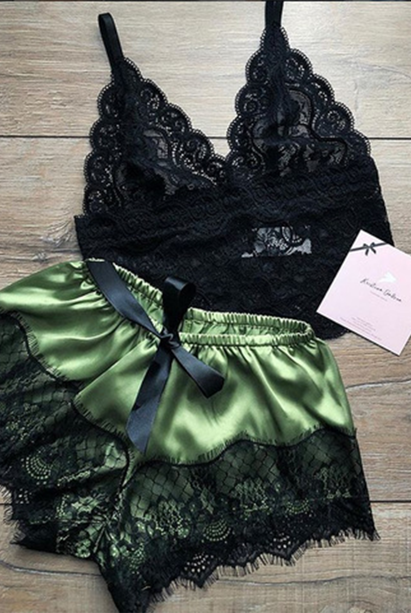 Lace suspenders sexy pajamas
