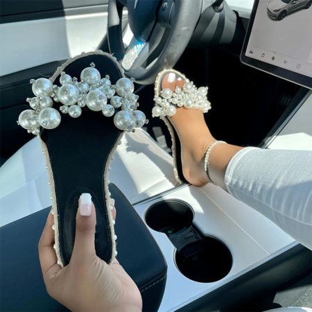 Black Casual Street Patchwork Pearl Opend Out Door Shoes