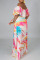 Colour Sweet Print Split Joint Off the Shoulder Printed Dress Dresses