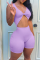 Purple Sexy Solid Hollowed Out V Neck Skinny Jumpsuits
