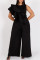 Red Fashion Casual Solid Split Joint O Neck Plus Size Jumpsuits