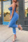 Blue Fashion Sexy Solid Backless Spaghetti Strap Skinny Jumpsuits