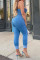 Blue Fashion Sexy Solid Backless Spaghetti Strap Skinny Jumpsuits