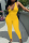 Yellow Sexy Solid Split Joint U Neck Skinny Jumpsuits