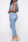 Baby Blue Fashion Casual Solid Ripped Turndown Collar Skinny Jumpsuits