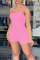 Pink Sexy Solid Patchwork U Neck Skinny Jumpsuits