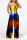 Yellow Sexy Patchwork Tie-dye Strapless Loose Jumpsuits