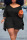 Black Casual Solid Patchwork V Neck Plus Size Two Pieces