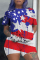 Red Fashion Casual adult Patchwork Print Two Piece Suits Straight Short Sleeve Two Pieces