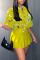 Yellow Casual Print Patchwork V Neck Half Sleeve Two Pieces