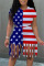 Red Blue Casual Print Tassel Patchwork O Neck Short Sleeve Two Pieces