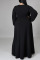 Black Elegant Solid Split Joint Frenulum High Opening V Neck Long Sleeve Plus Size Dresses