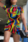 Multicolor Sexy Print Patchwork Half A Turtleneck Pencil Skirt Dresses