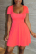 Pink Fashion Casual Solid Basic O Neck Short Sleeve A Line Dresses