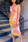 Pink Elegant Print Patchwork Cardigan Asymmetrical Collar Pencil Skirt Dresses