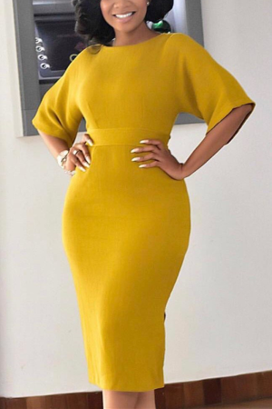 Yellow Sexy Fashion Short Sleeve Dress