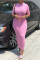 Pink Fashion Casual Solid Basic O Neck Short Sleeve Dress