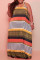 Red Fashion Sexy Plus Size Striped Print Backless Halter Sleeveless Dress