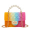 Orange Pink Fashion Casual Gradual Change Chains Pearl Messenger Bag