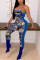 Camouflage Sexy Fashion Backless Patchwork Camouflage Print Sleeveless Slip Jumpsuits