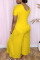 Black Casual Solid Patchwork V Neck Loose Jumpsuits
