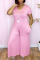 Black Casual Solid Patchwork V Neck Loose Jumpsuits