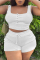 White Casual Solid Vests Square Collar Plus Size Two Pieces