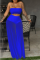 Blue Sexy Solid Mesh Strapless Sleeveless Two Pieces