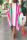 Pink Fashion Casual Striped Print Asymmetrical O Neck Long Sleeve Dresses
