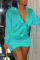 Light Green Sexy Casual Solid Basic V Neck Long Sleeve Dresses