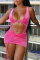 Pink Sexy Solid Hollowed Out U Neck Sleeveless Two Pieces