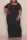 Black Casual Solid Split Joint Fold U Neck Straight Plus Size Dresses