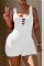 White Sexy Casual Solid Hollowed Out U Neck Skinny Jumpsuits